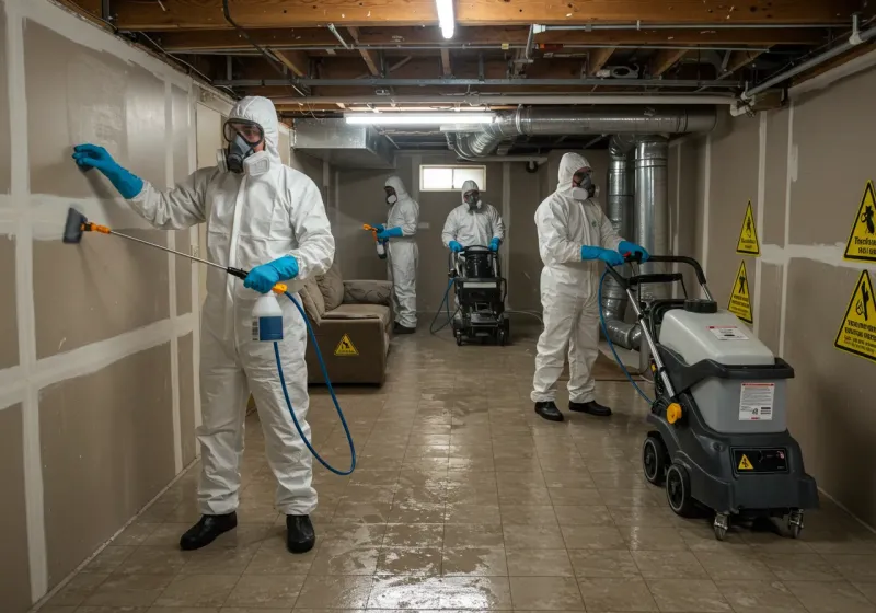 Basement Moisture Removal and Structural Drying process in Dalton, OH